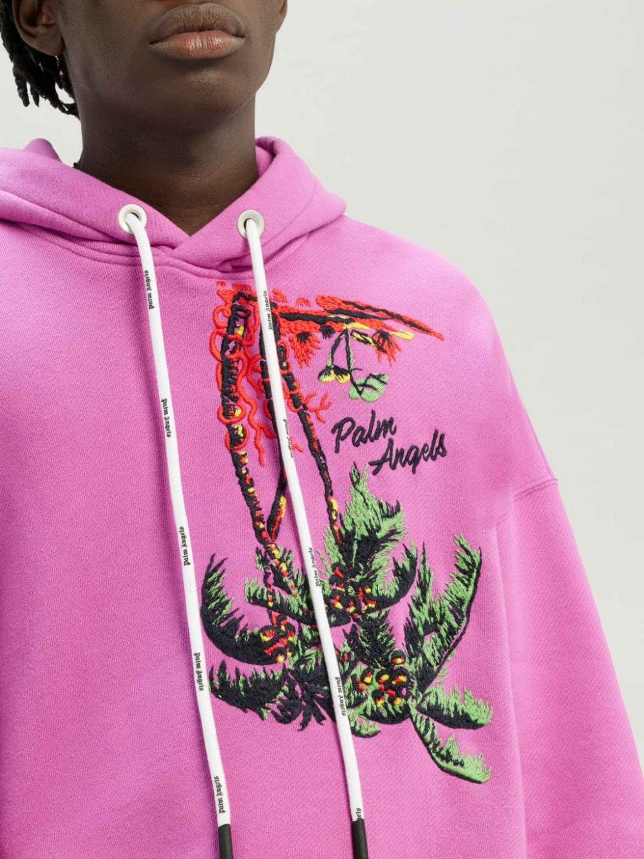 palm-embroidered organic cotton hoodie - 6