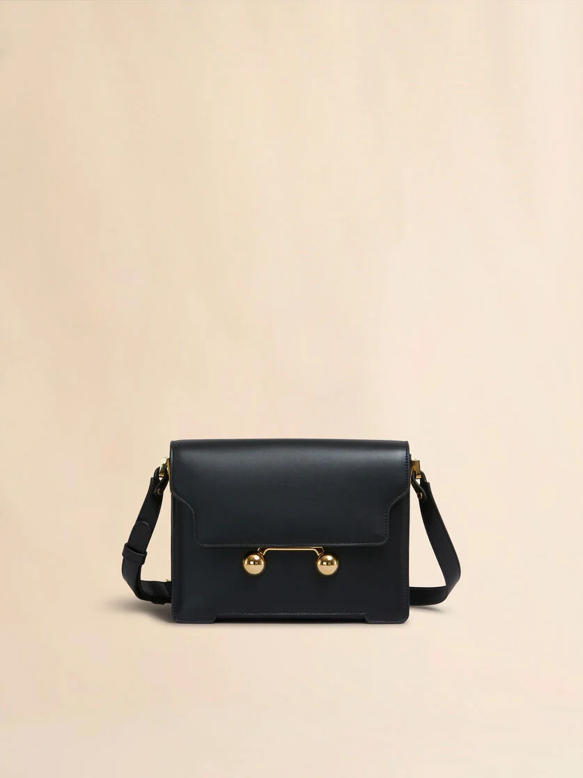 BLACK LEATHER TRUNKAROO MEDIUM SHOULDER BAG - 1