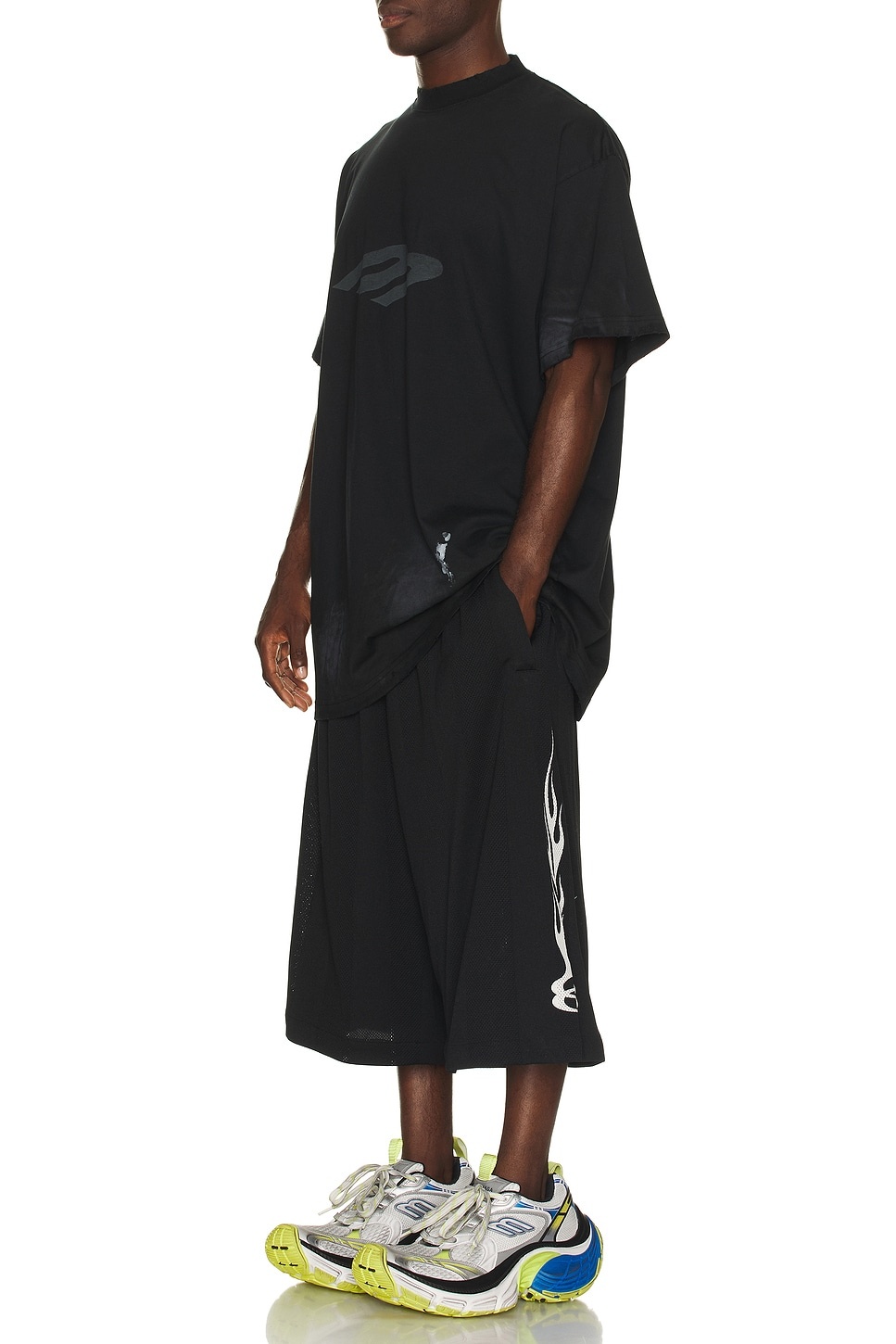 BALENCIAGA Men's Burning Unity Baggy Shorts in Black