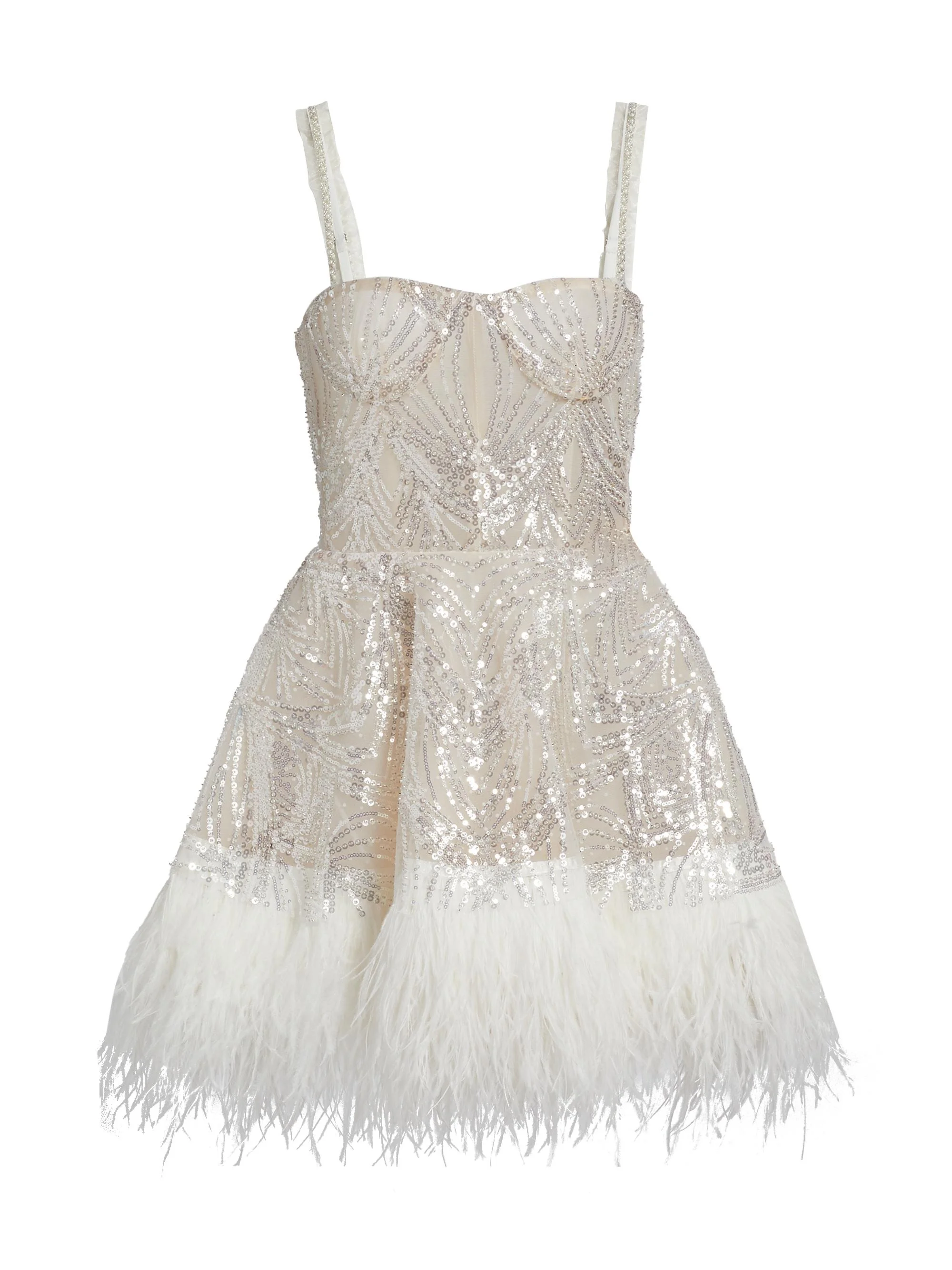 Women's Mademoiselle Beaded Minidress - White - 1