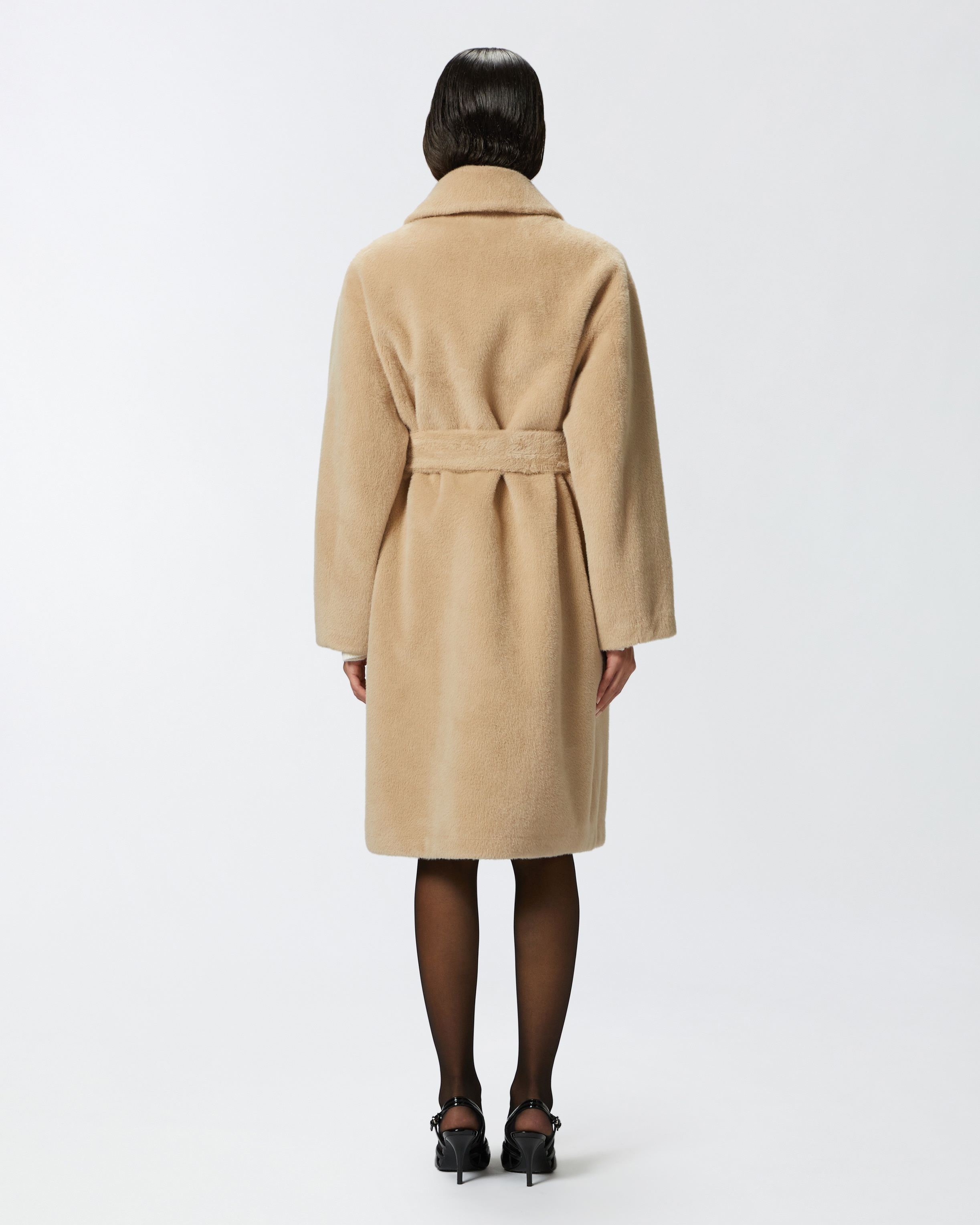 SHORT FUR-EFFECT COAT WITH BELT - 4