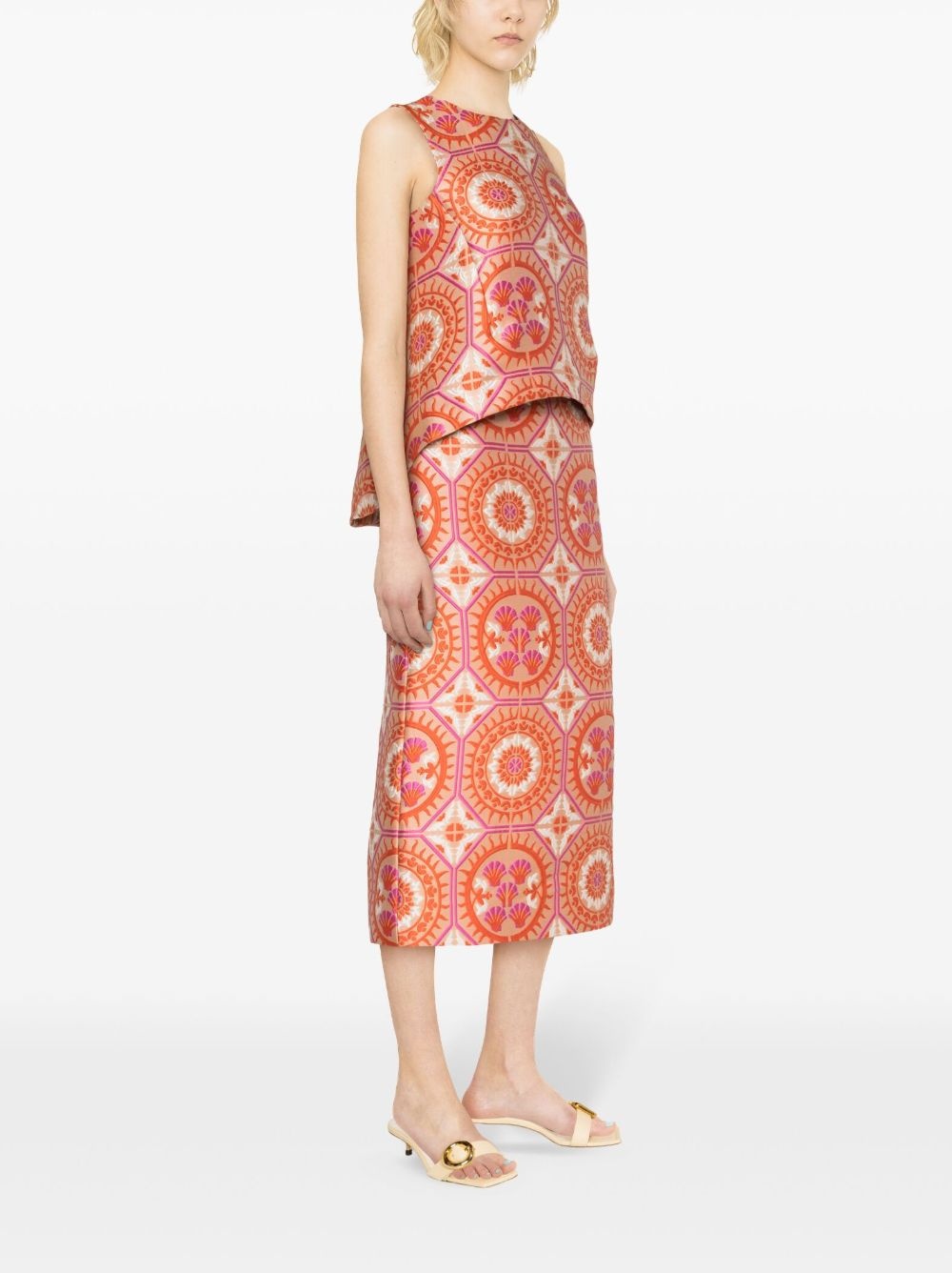 patterned-jacquard midi pencil skirt - 3