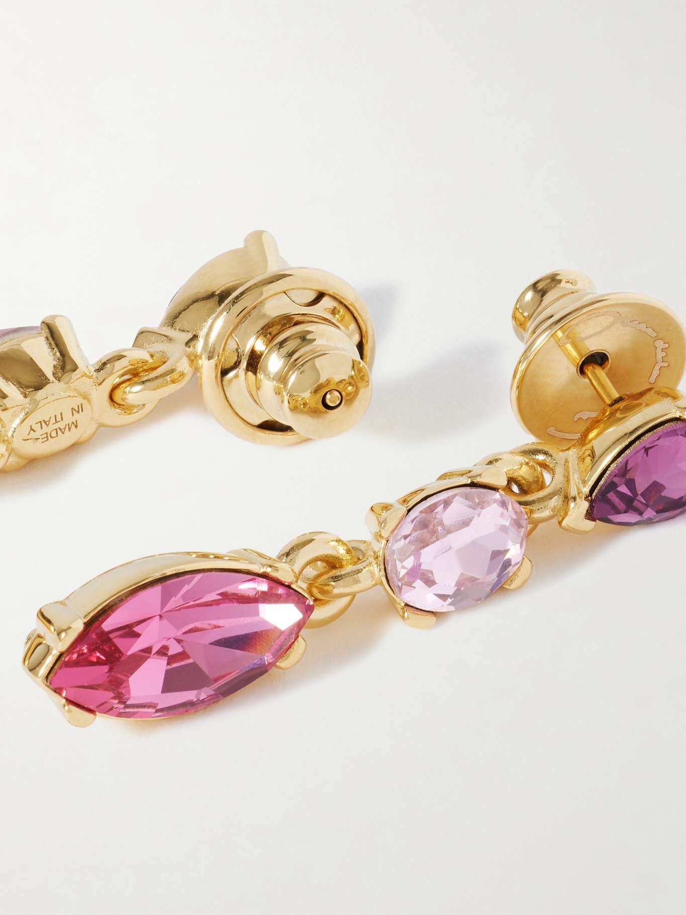 Gold-tone crystal earrings Pink - 3