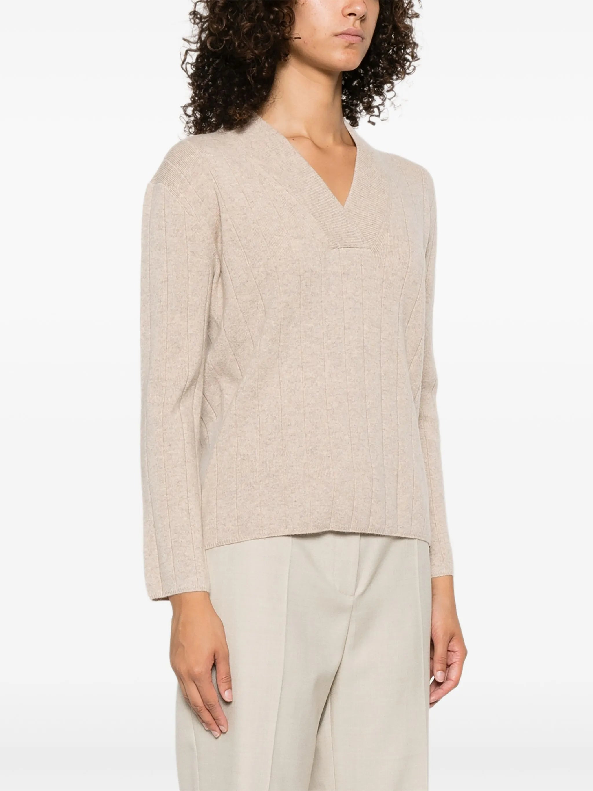 Max Mara Arten Ribbed V-neck Jumper - 4