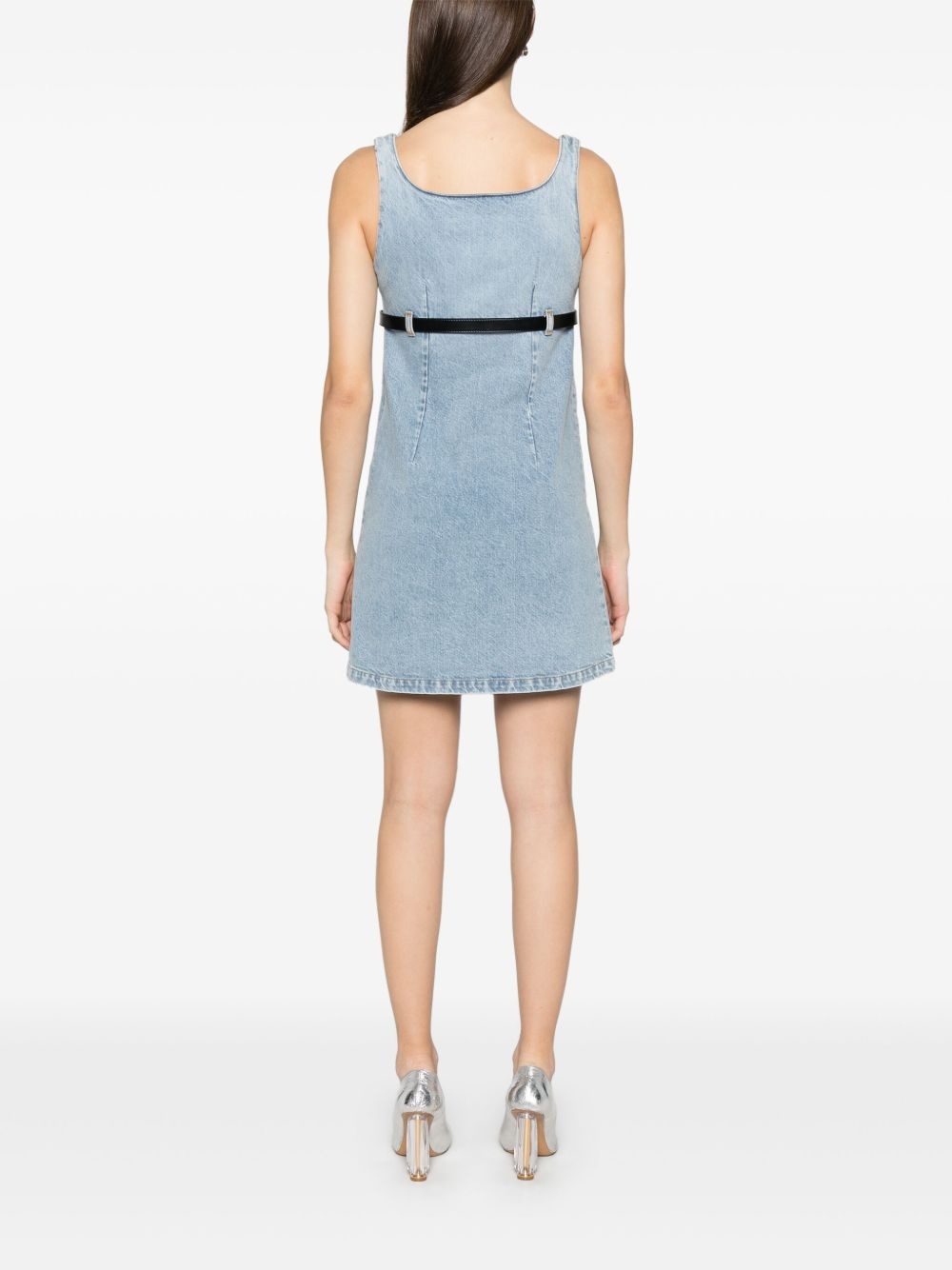 belted denim mini dress - 4