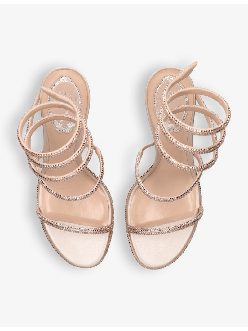 RENE CAOVILLA Cleo 80 crystal-embellished leather heeled sandals outlook