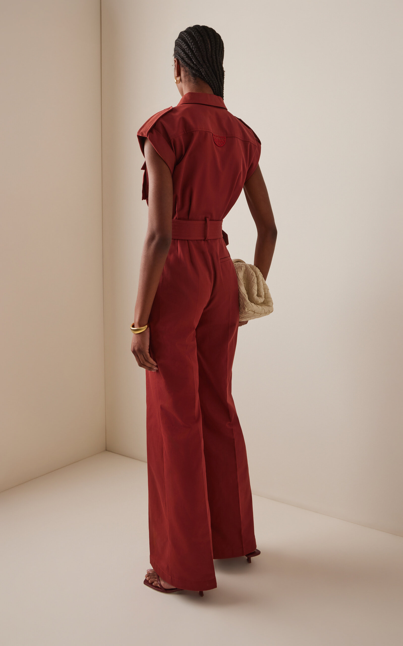 Pocket-Detail Cotton-Gabardine Jumpsuit burgundy - 4