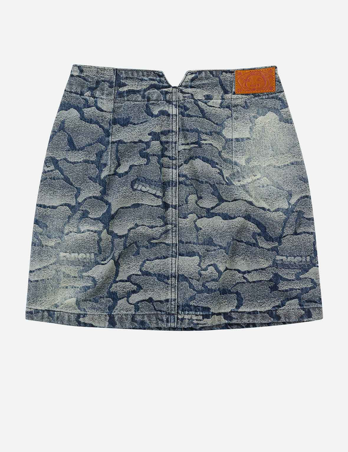 Allover Ishigaki Camouflage Jacquard Fashion Fit Denim Skirt - 4