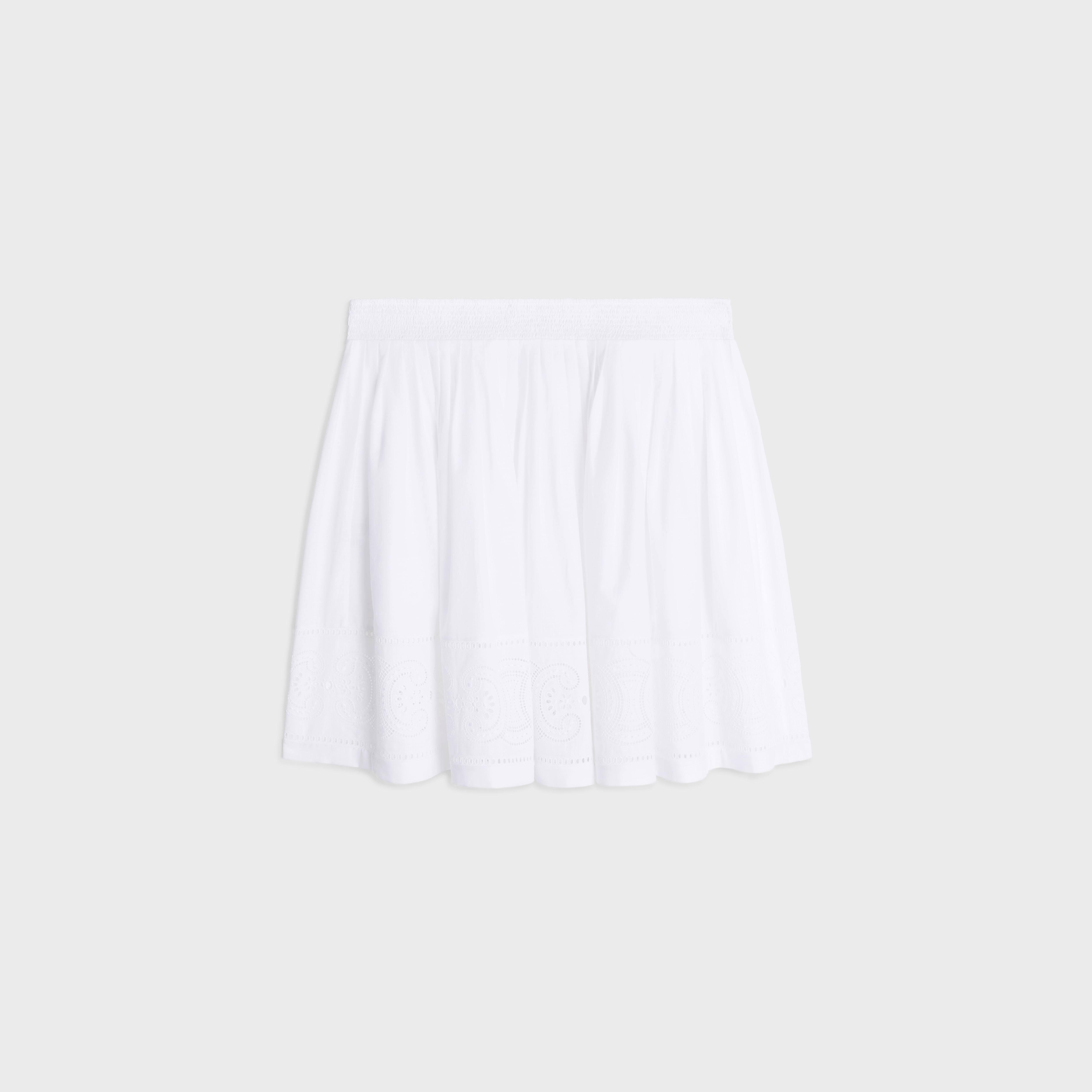 embroidered smocked skirt in cotton batiste - 2