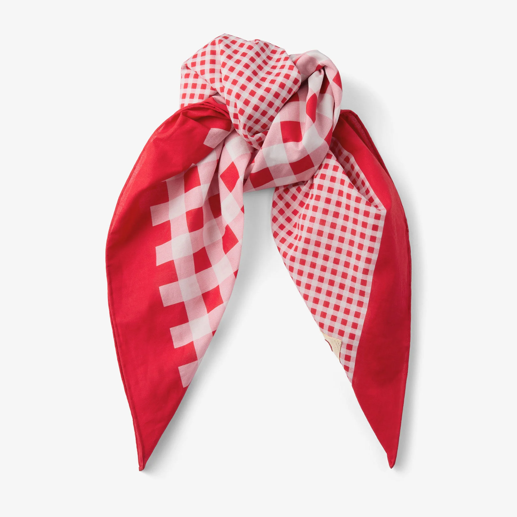Sula Bandana
Ruby Red Mix Gingham Print Cotton Bandana - 1