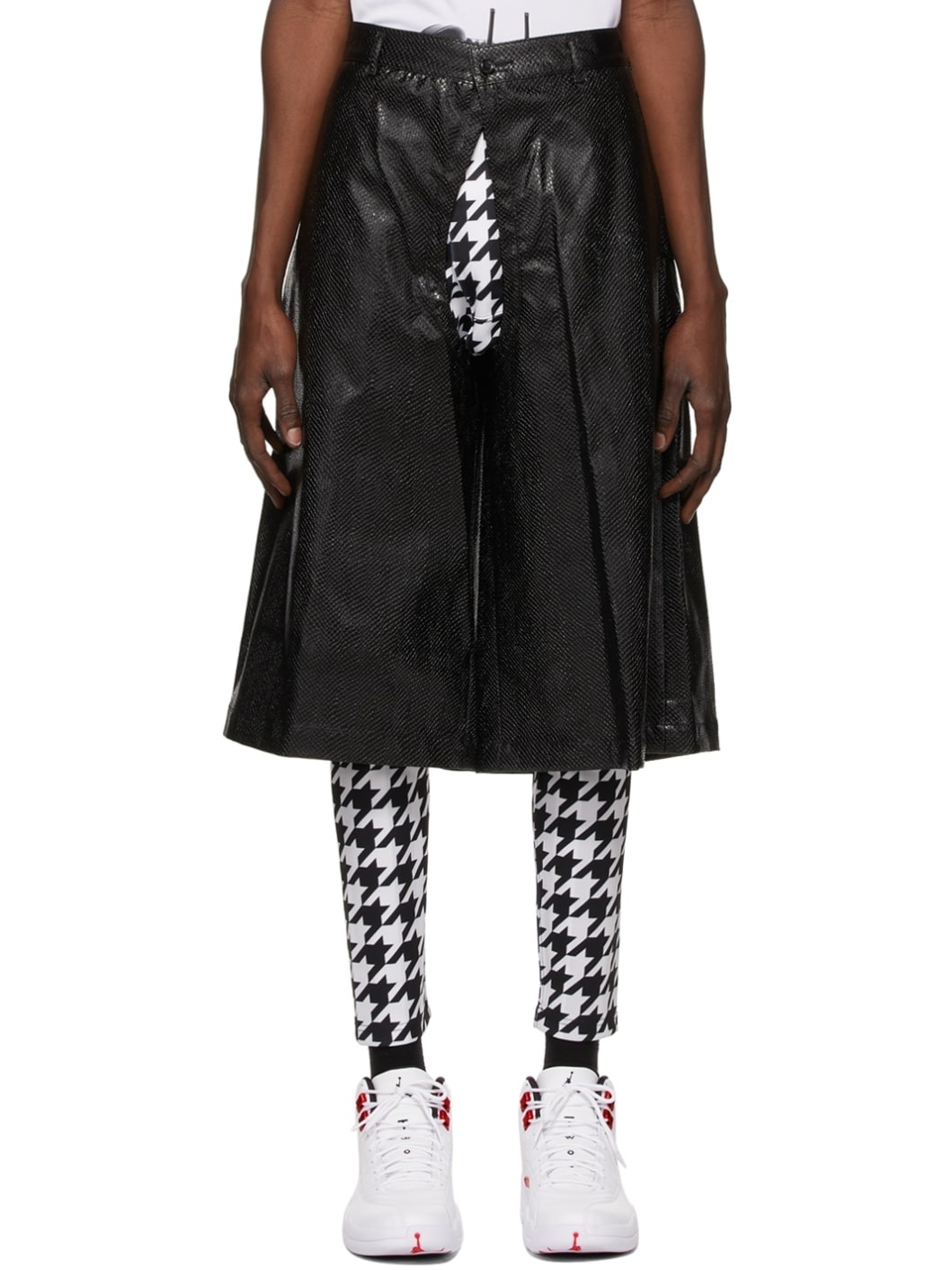 Faux-Leather Croc Cut-Out Shorts - 1