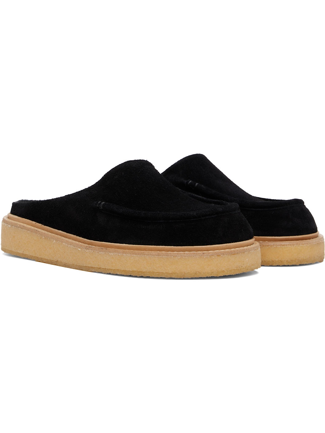 Black Suede Slippers - 4
