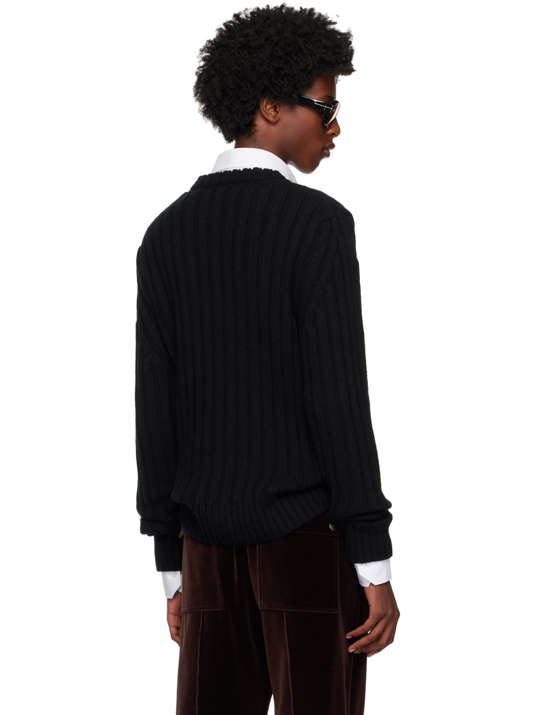 Black V-Neck Sweater - 3