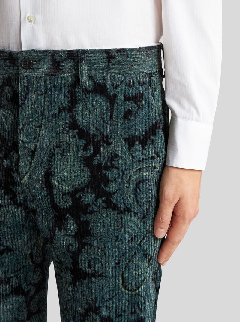 Etro PRINTED RIBBED VELVET TROUSERS outlook