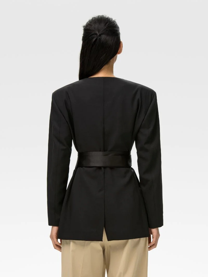 WAIST TIE WOOL BLAZER - 8