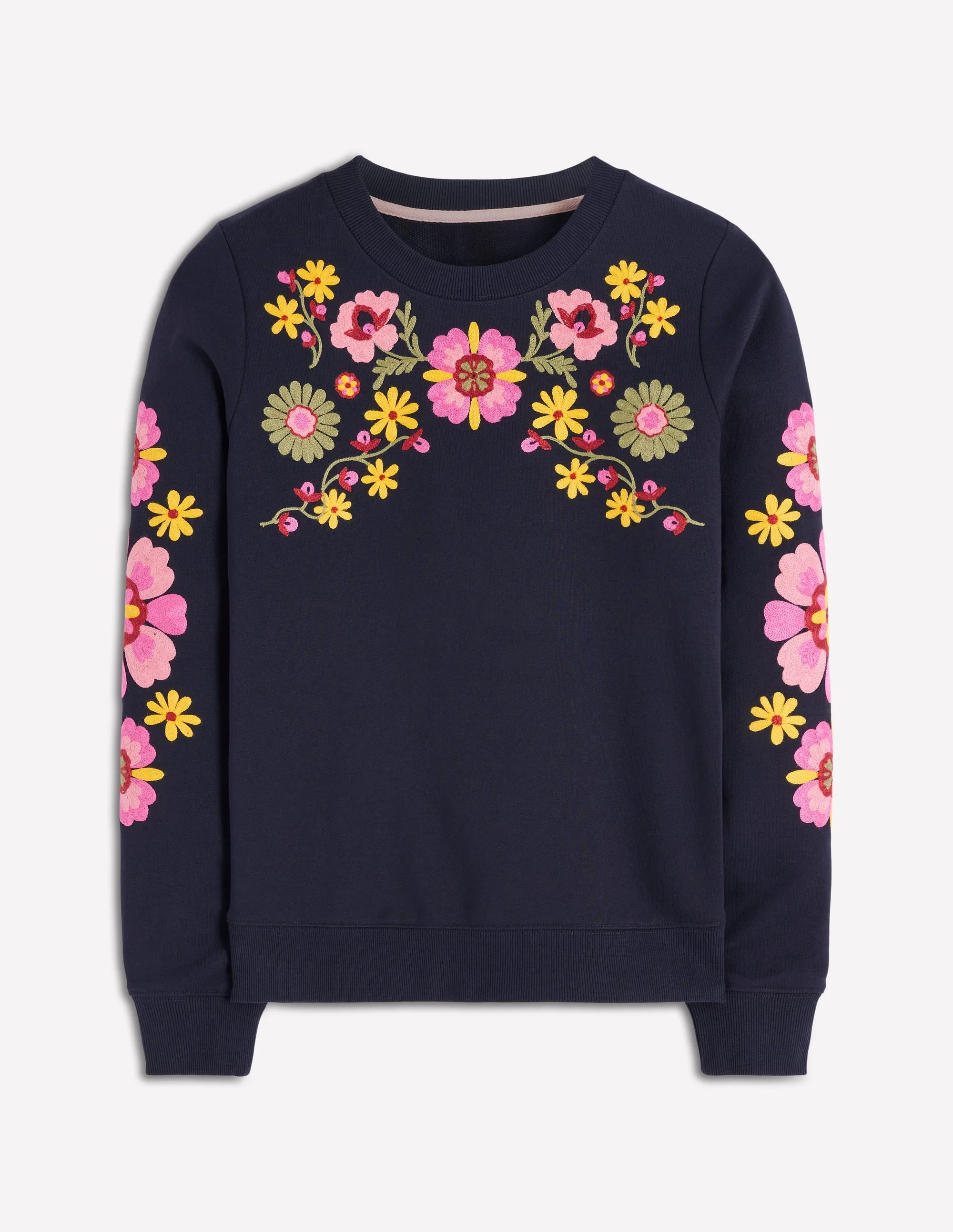 Hannah Embroidered Sweatshirt-Navy Multi Embroidery - 1
