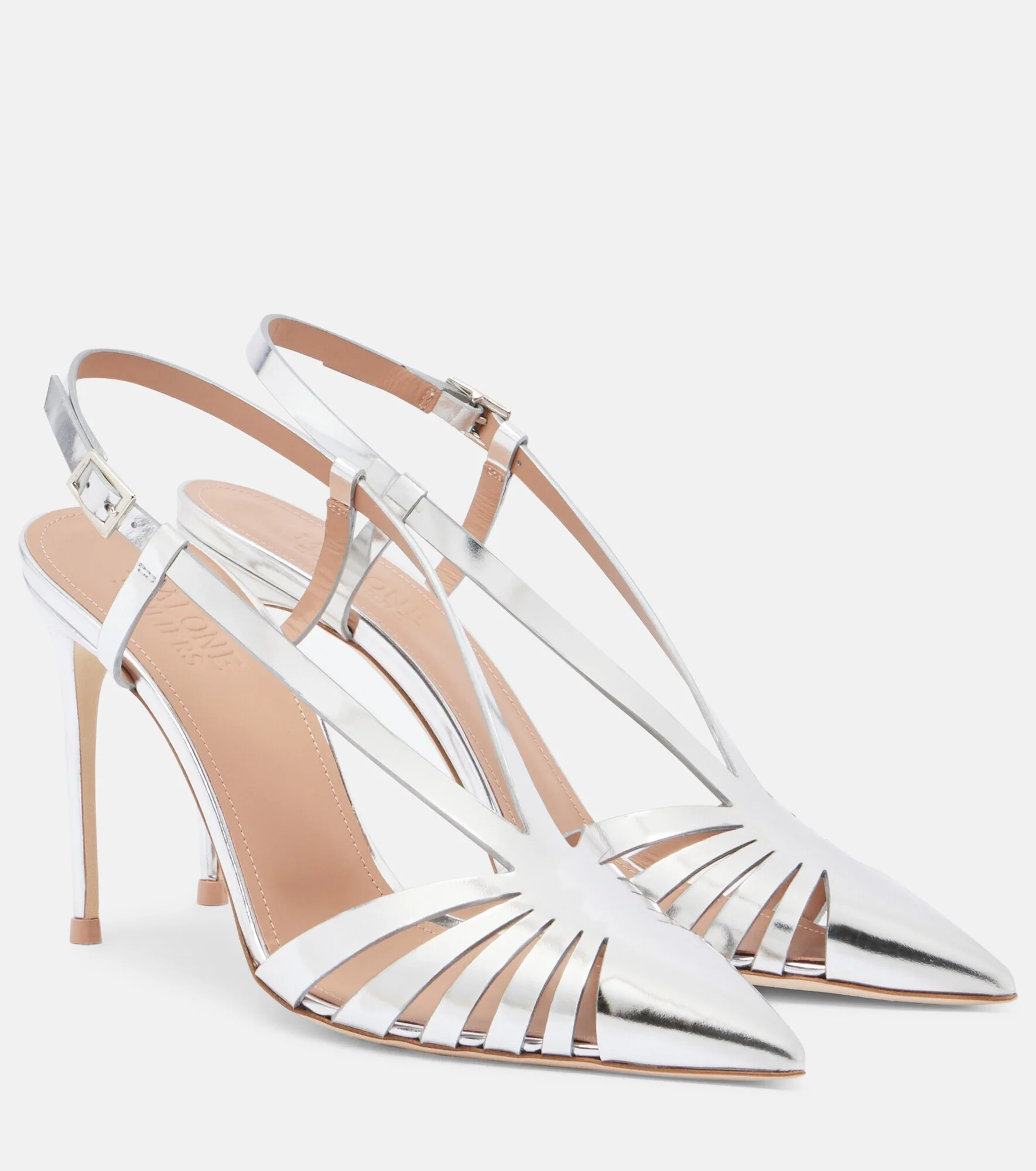 Janette metallic leather slingback pumps - 1