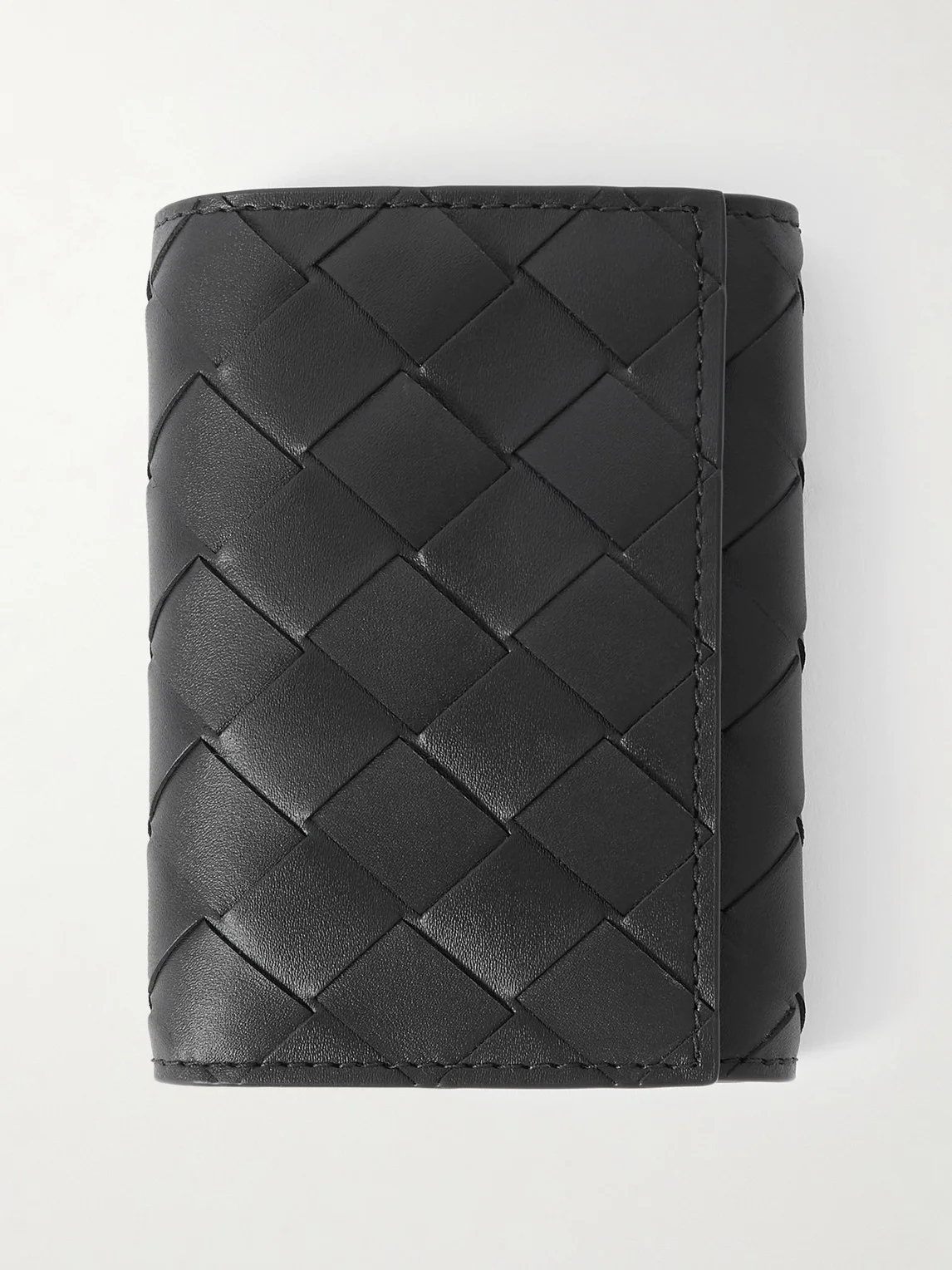 Intrecciato Leather and Silver-Tone Key Holder Case - 1