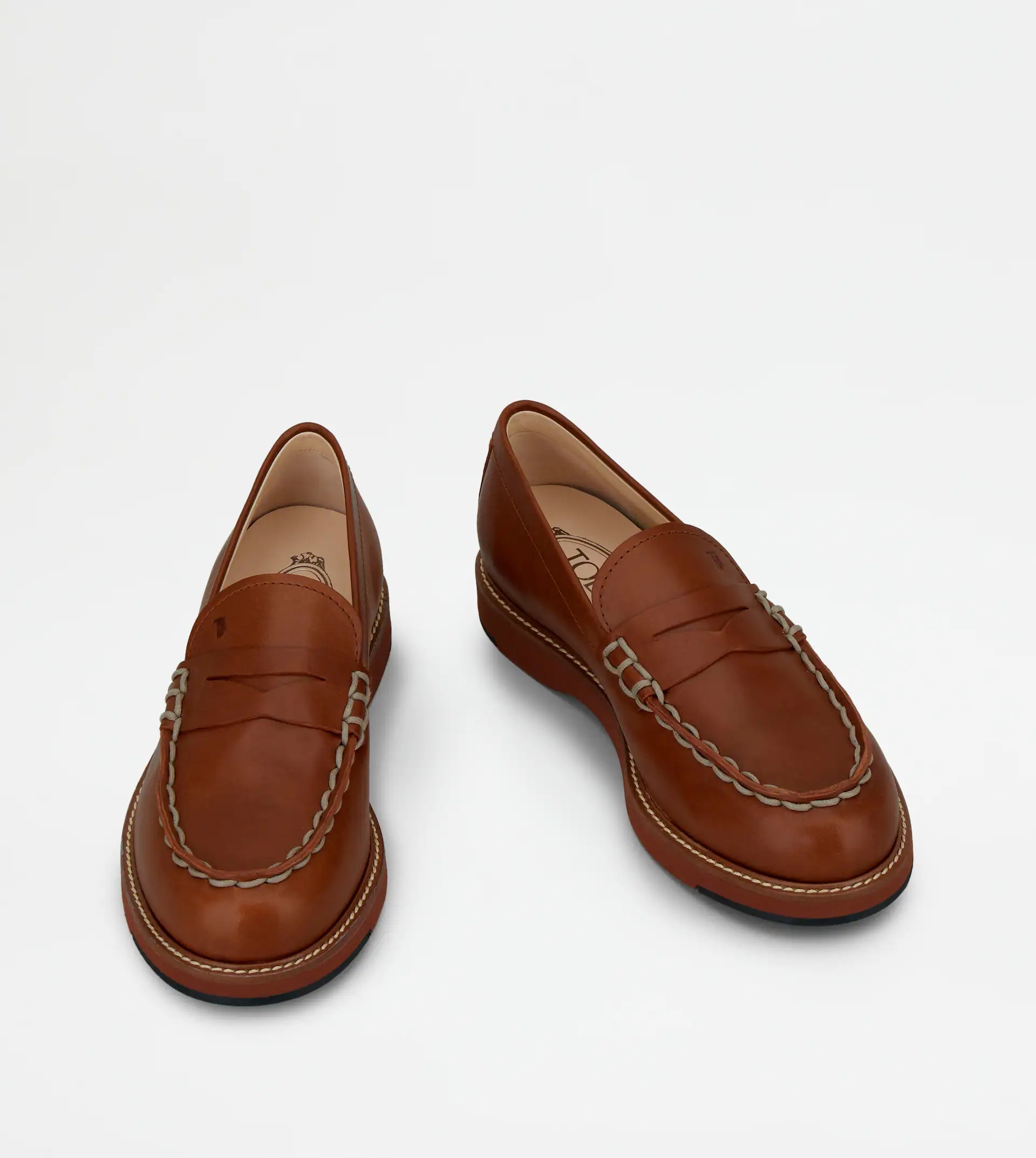LOAFERS IN LEATHER - BROWN - 5