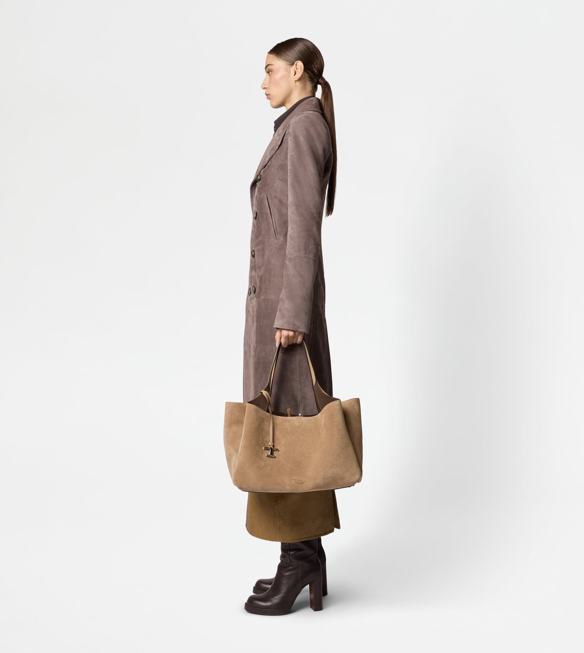 TOD'S BAG IN SUEDE MEDIUM - BROWN - 7