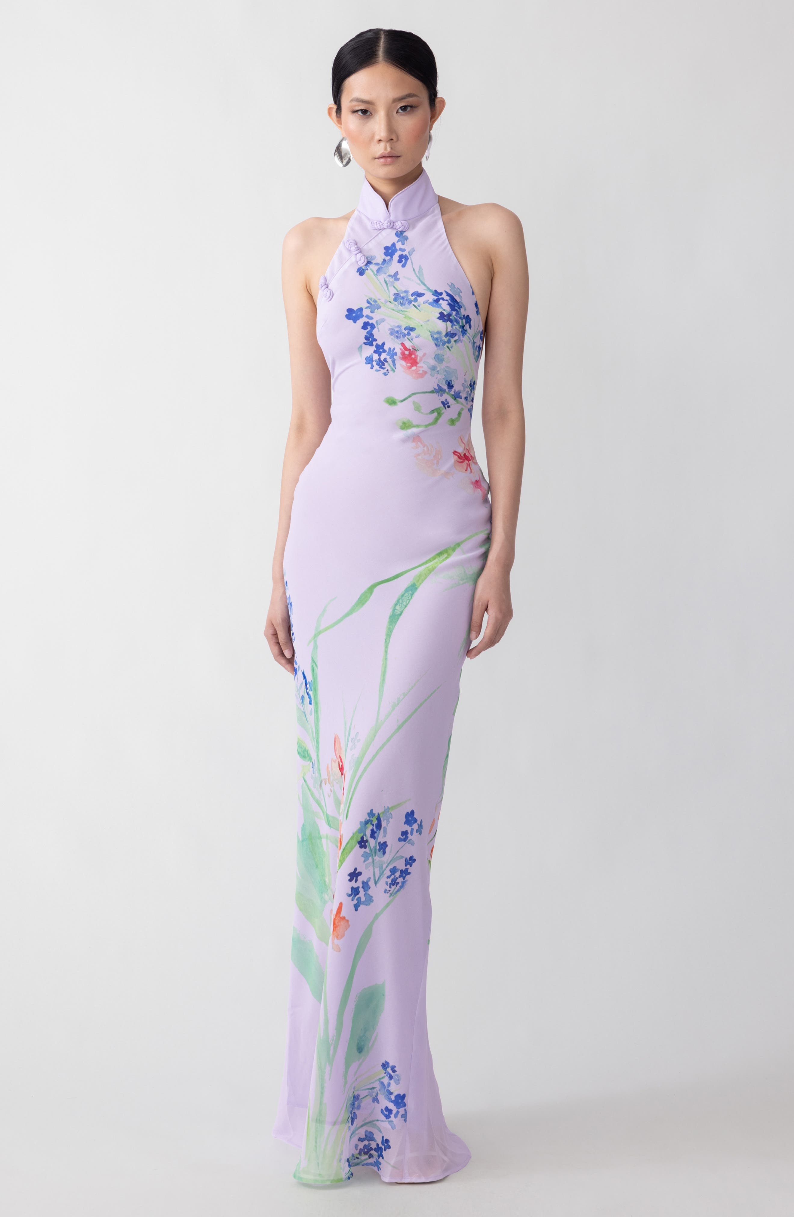 SAU LEE Gillian Halter Gown in Lavender Multi at Nordstrom - 3