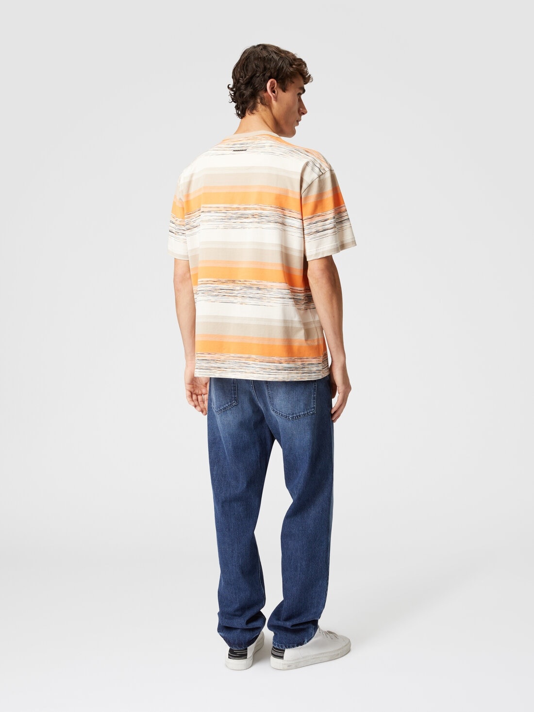 Striped cotton jersey T-shirt with logo - 3