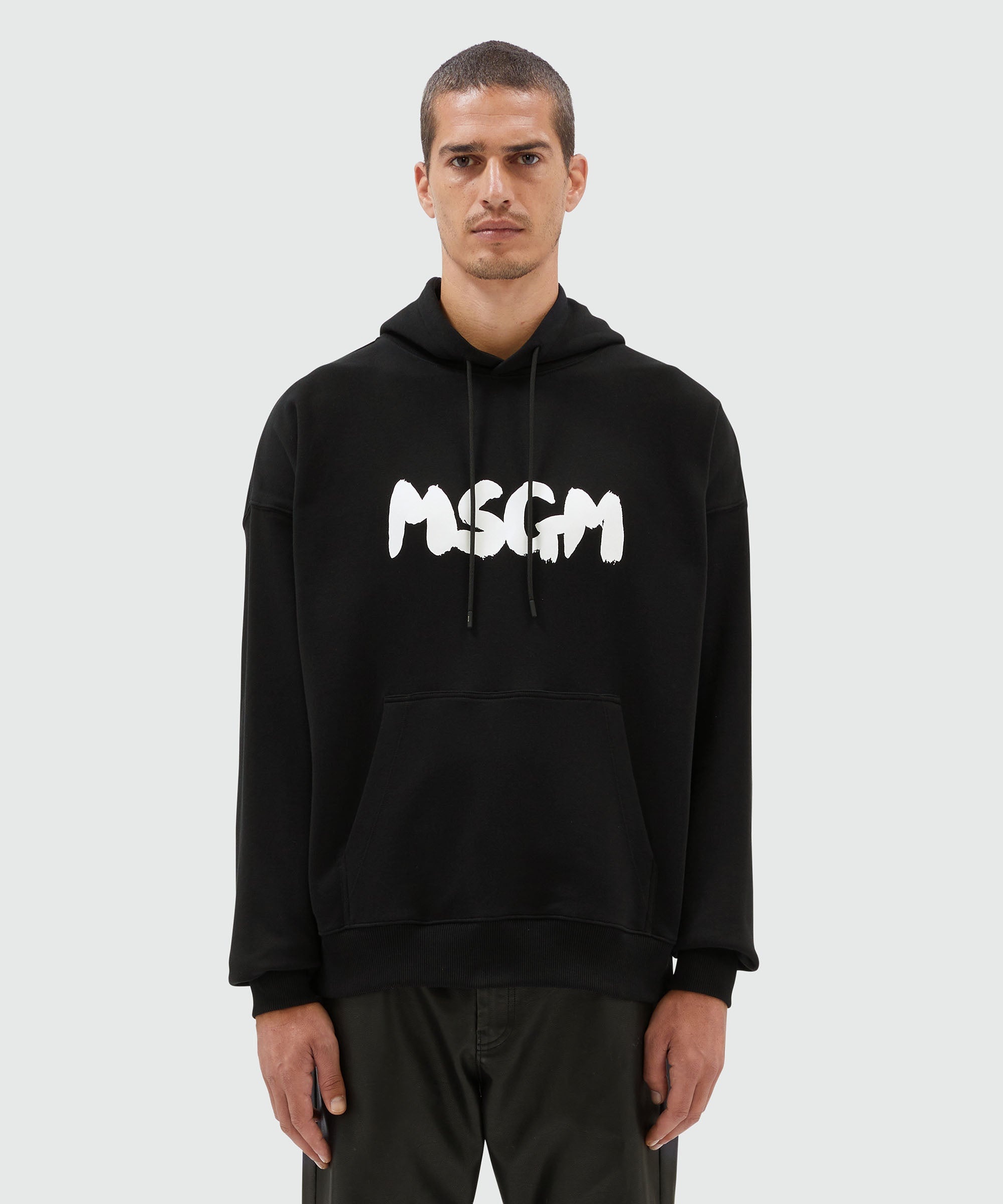Black jersey sweatshirt with brushstroke logo - 2