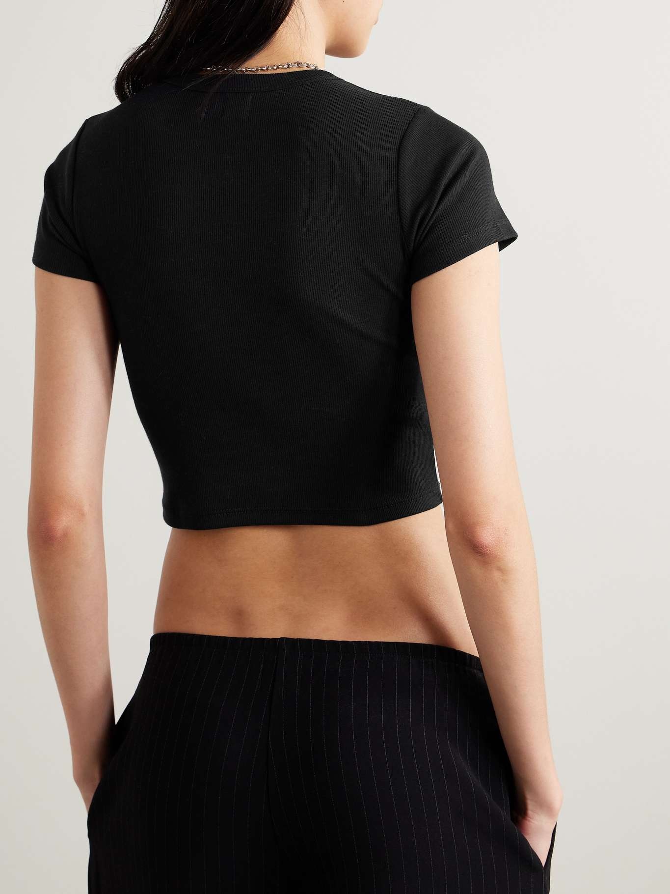 Kelly cropped ribbed stretch-cotton jersey T-shirt - 4