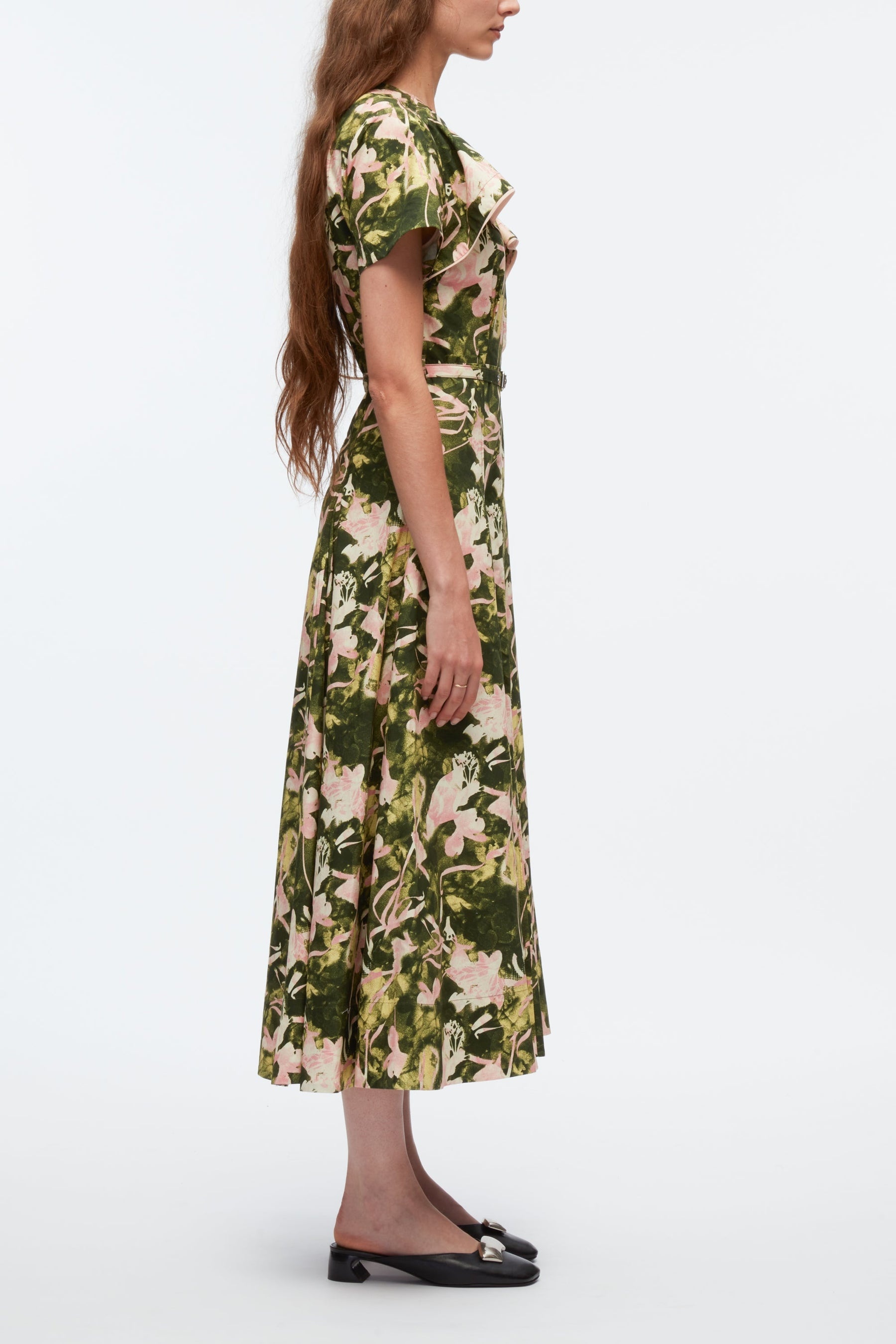 Floating Iris Dress With Cascading Drape - 2