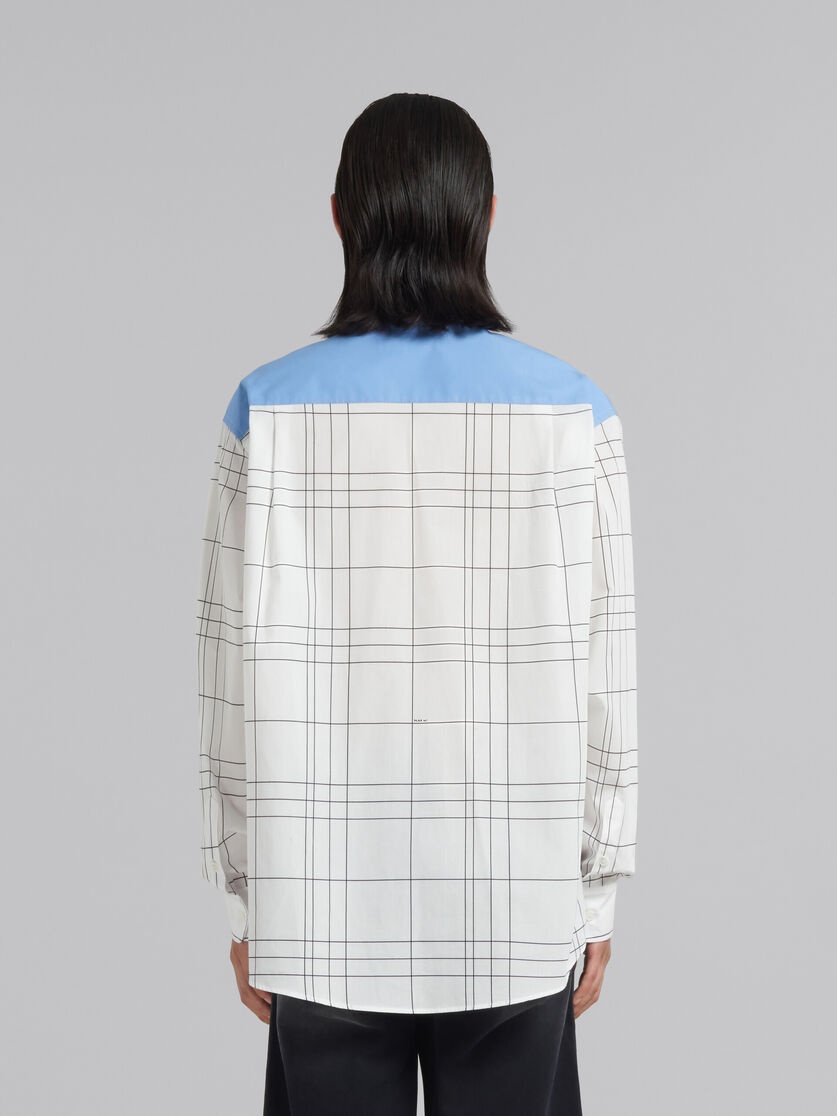 WHITE CHECKED COTTON SHIRT WITH PLAIN YOKE - 3