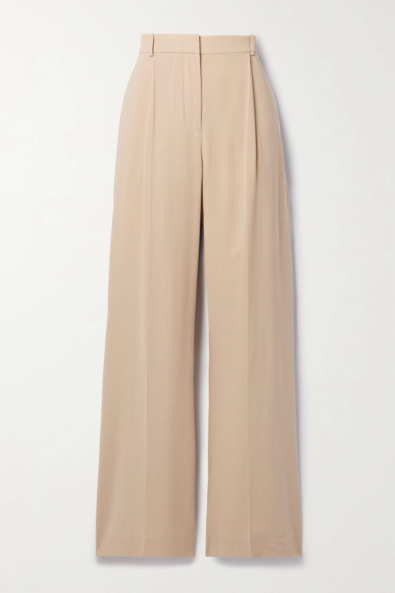 Jail pleated pinstriped silk-blend georgette wide-leg pants - 1