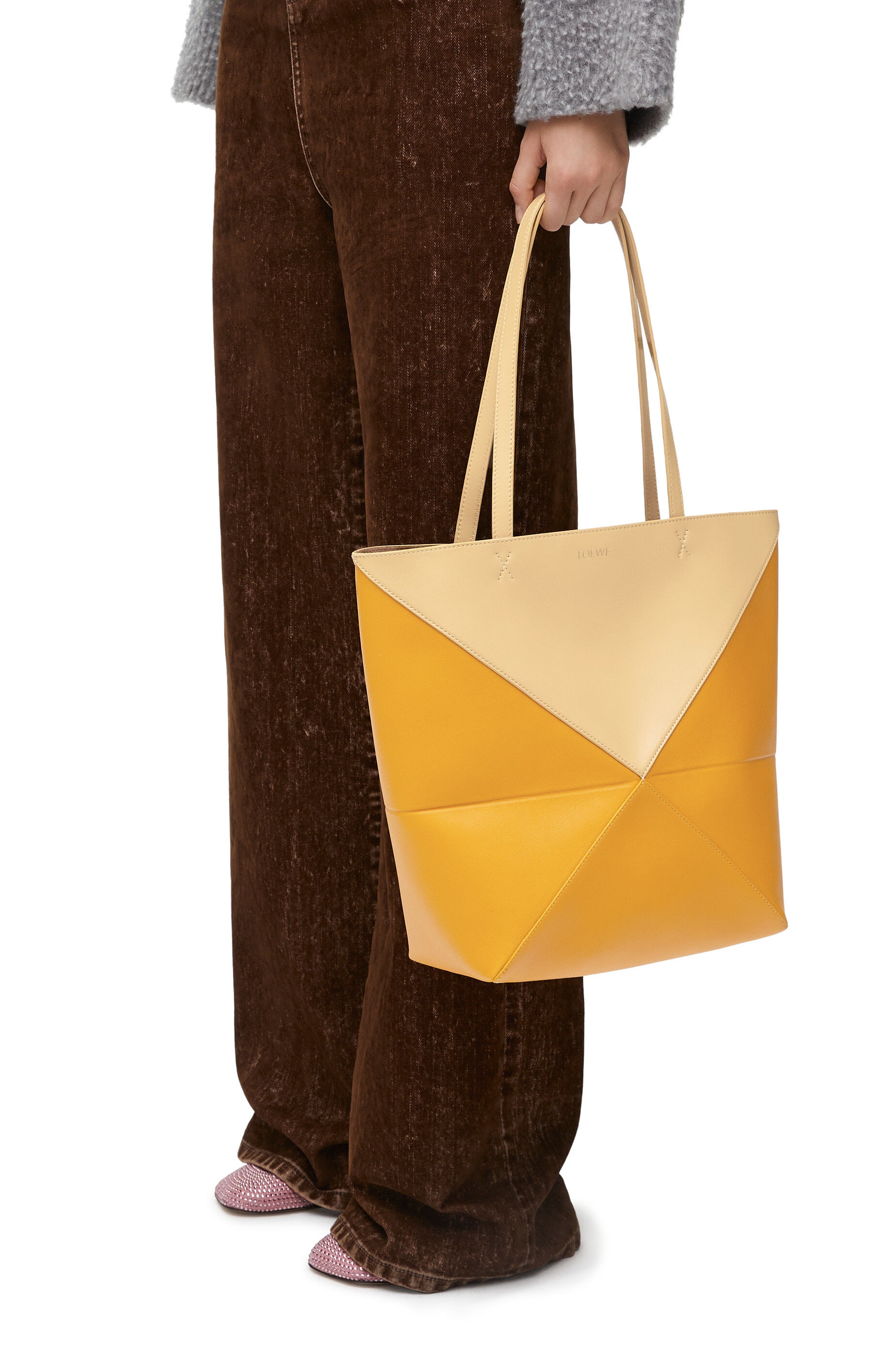 Puzzle Fold Tote in shiny calfskin - 2