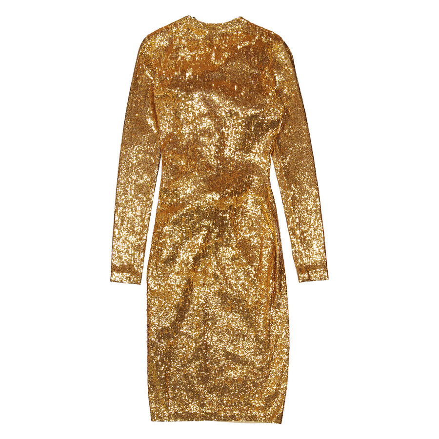 Burberry Long-sleeve Stretch Silk Hand-gathered Sequined Dress - 2