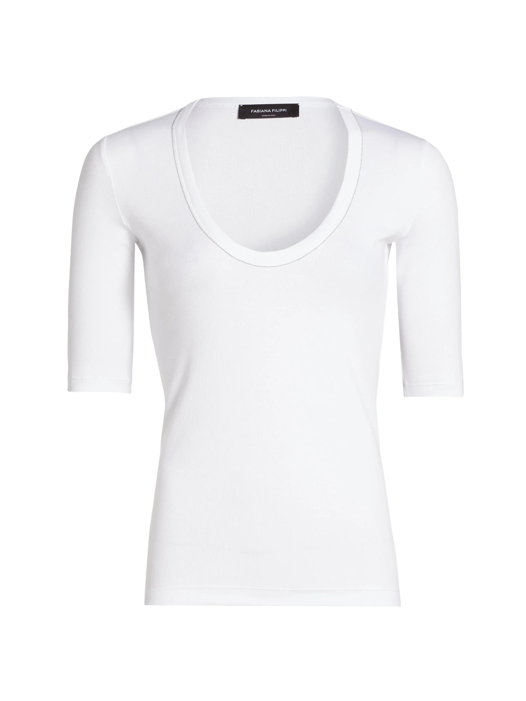 Women's Rib-Knit Jersey T-Shirt - Bianco Ottico - 1