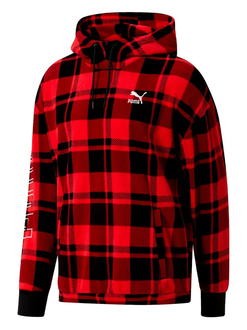 check-pattern drawstring hoodie 1