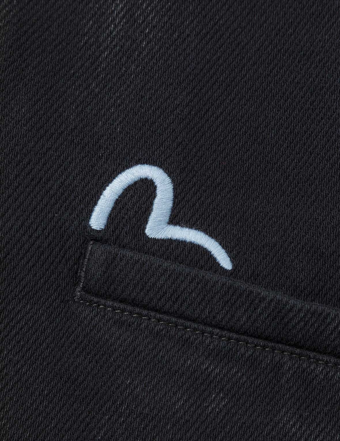 Seagull and Logo Embroidery Relax Fit Denim Blazer - 7