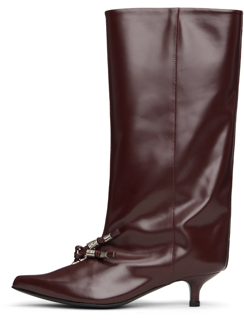 TOGA PULLA Burgundy Leather Tall Boots outlook