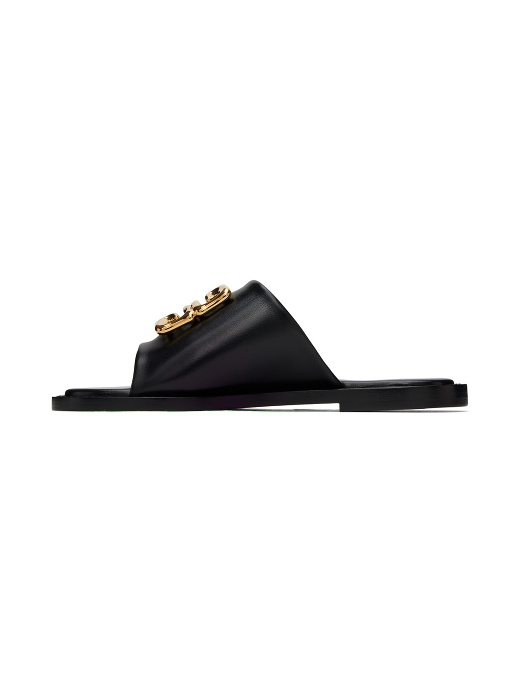 Black 4G Liquid Flat Mule Sandals - 3