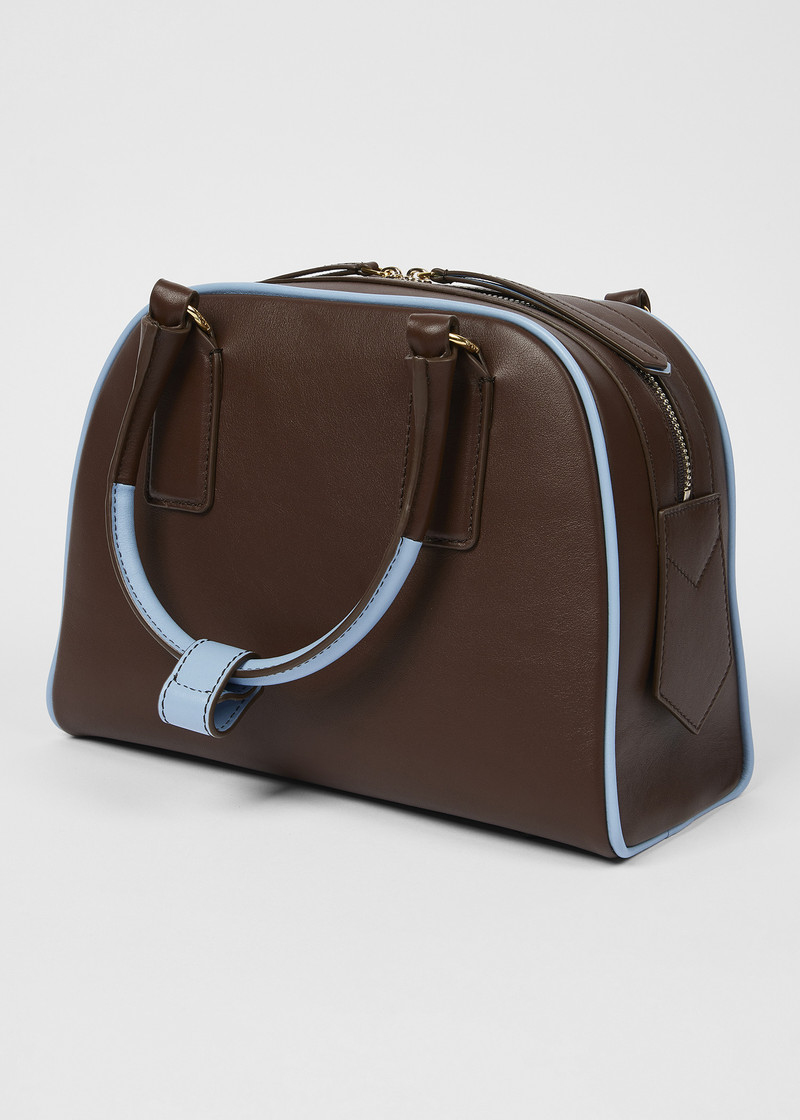 Women's Leather Contrasting Trim Top Handle Bag 5