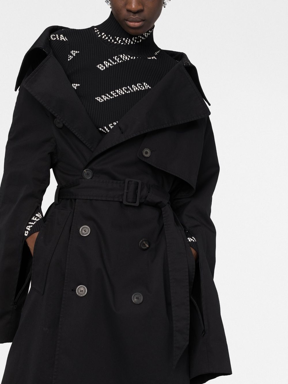 off-shoulder trench coat - 3