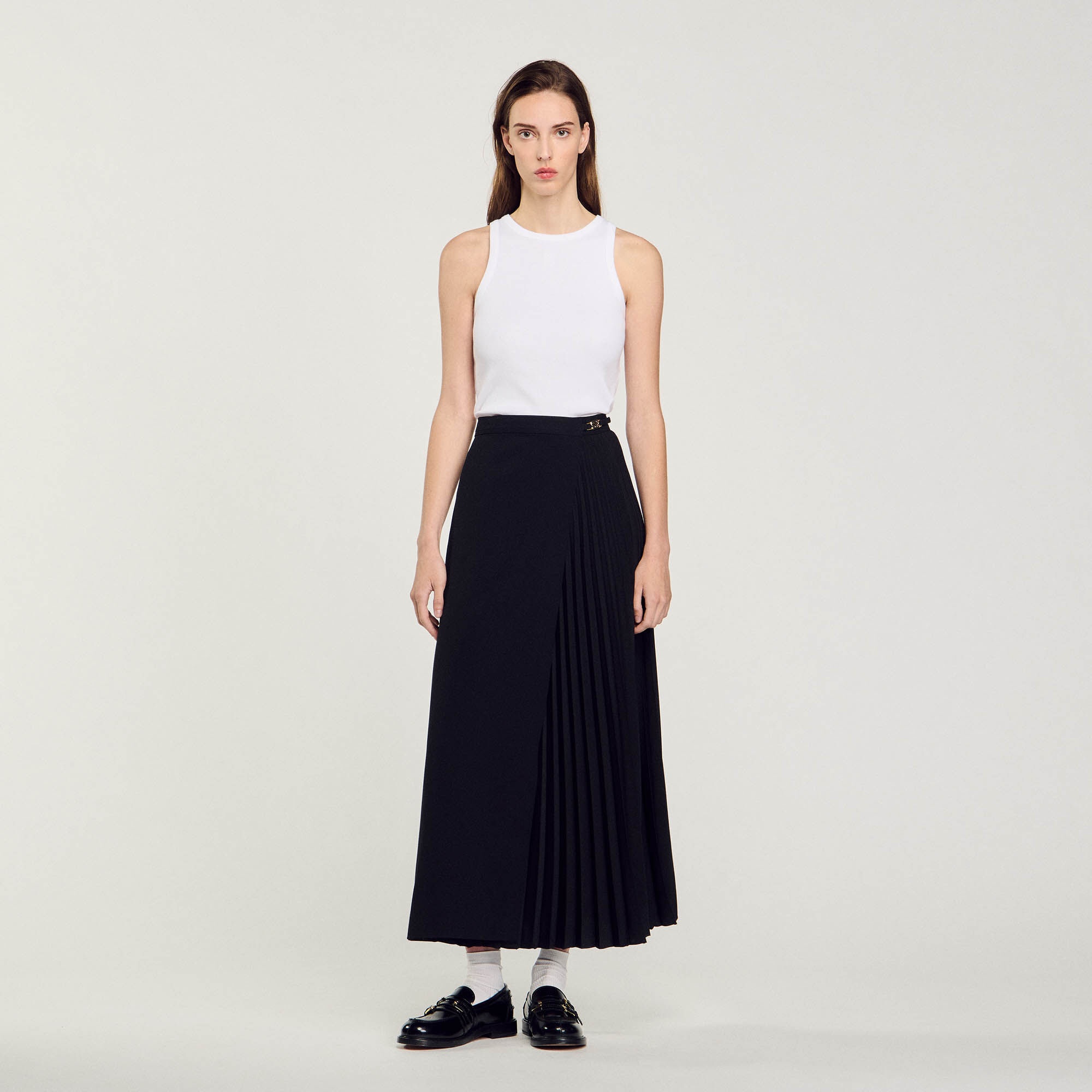 CURB CHAIN BUCKLE PLEATED SKIRT - 3