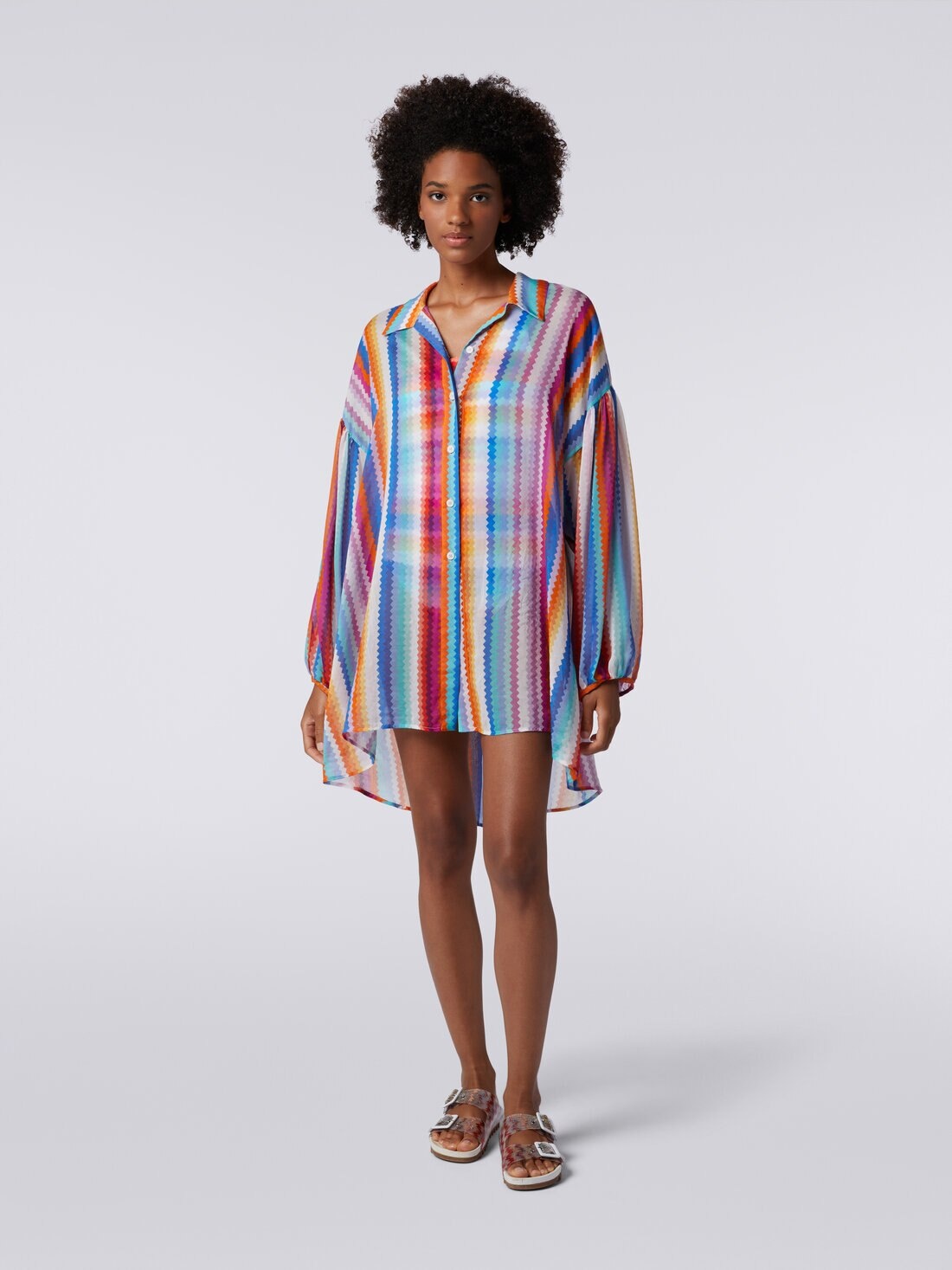 Chemisier blouse in zigzag print silk and cotton - 2
