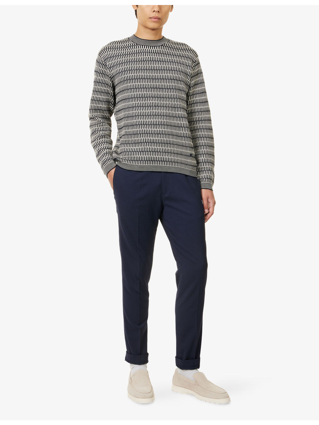 Patterned Crewneck Knitted-Wool Jumper - 2