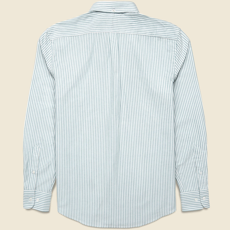 Portuguese Flannel Belavista Oxford Shirt - Green Stripe outlook