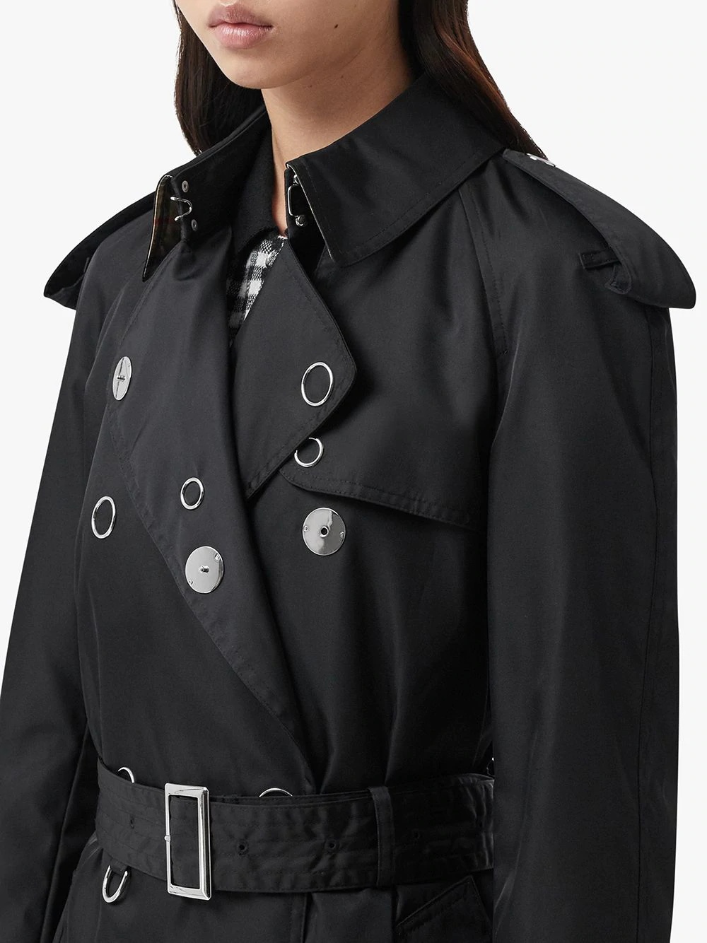 press-stud detail trench coat - 5