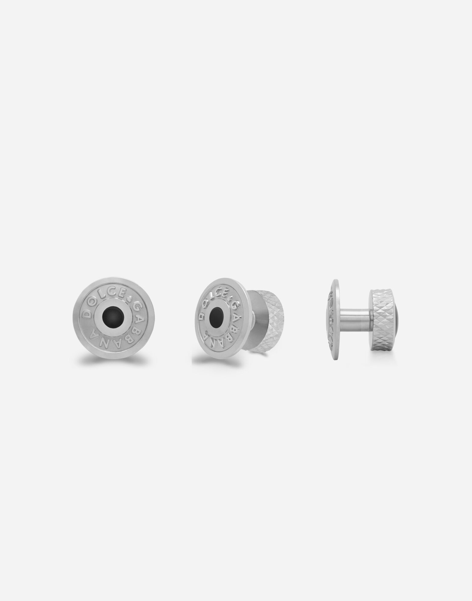White gold tuxedo buttons with black jades - 2