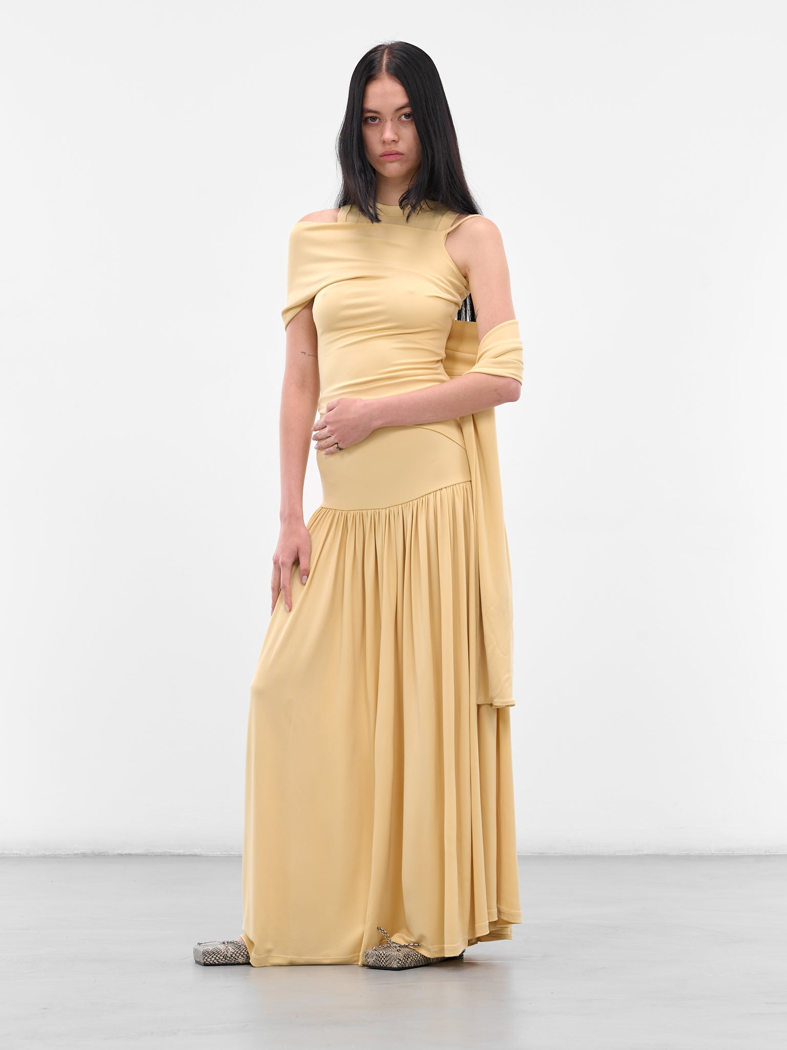 Yellow Gathered Maxi Skirt - 6