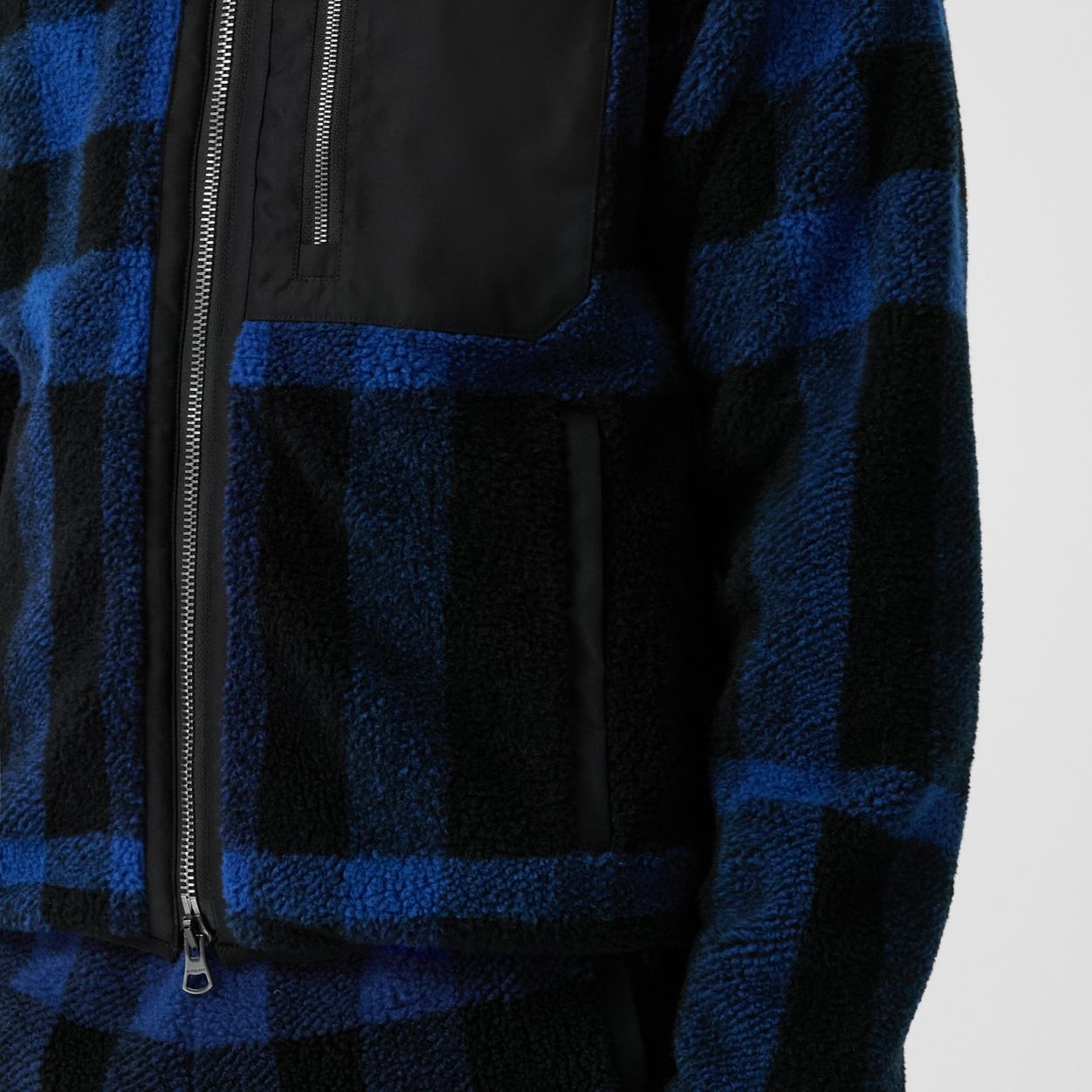 Exploded Check Fleece Funnel Neck Jacket - 5