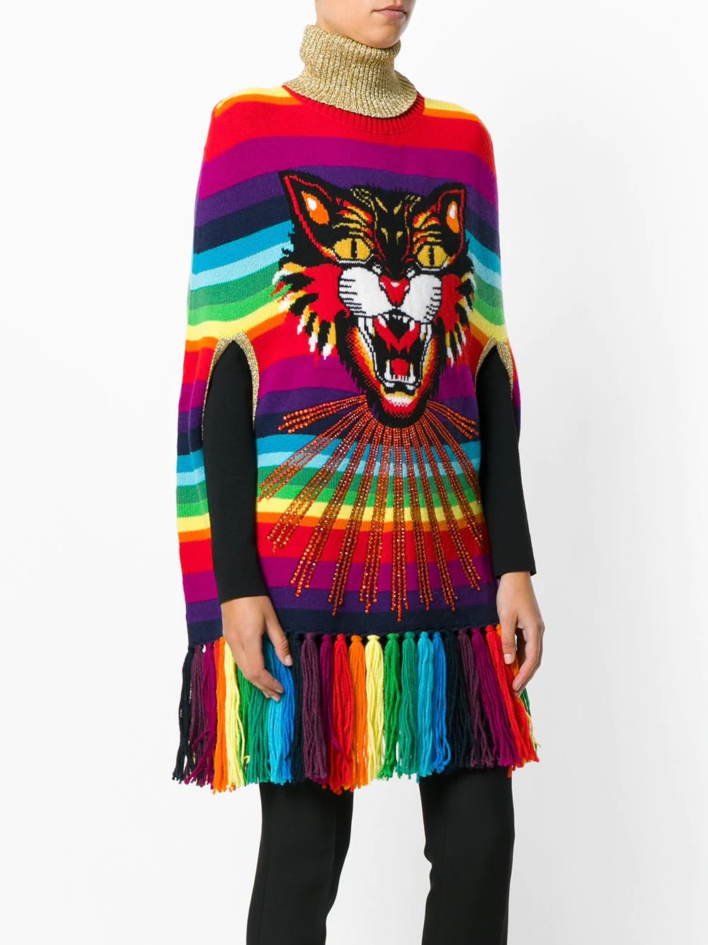 Angry Cat intarsia striped cape - 3