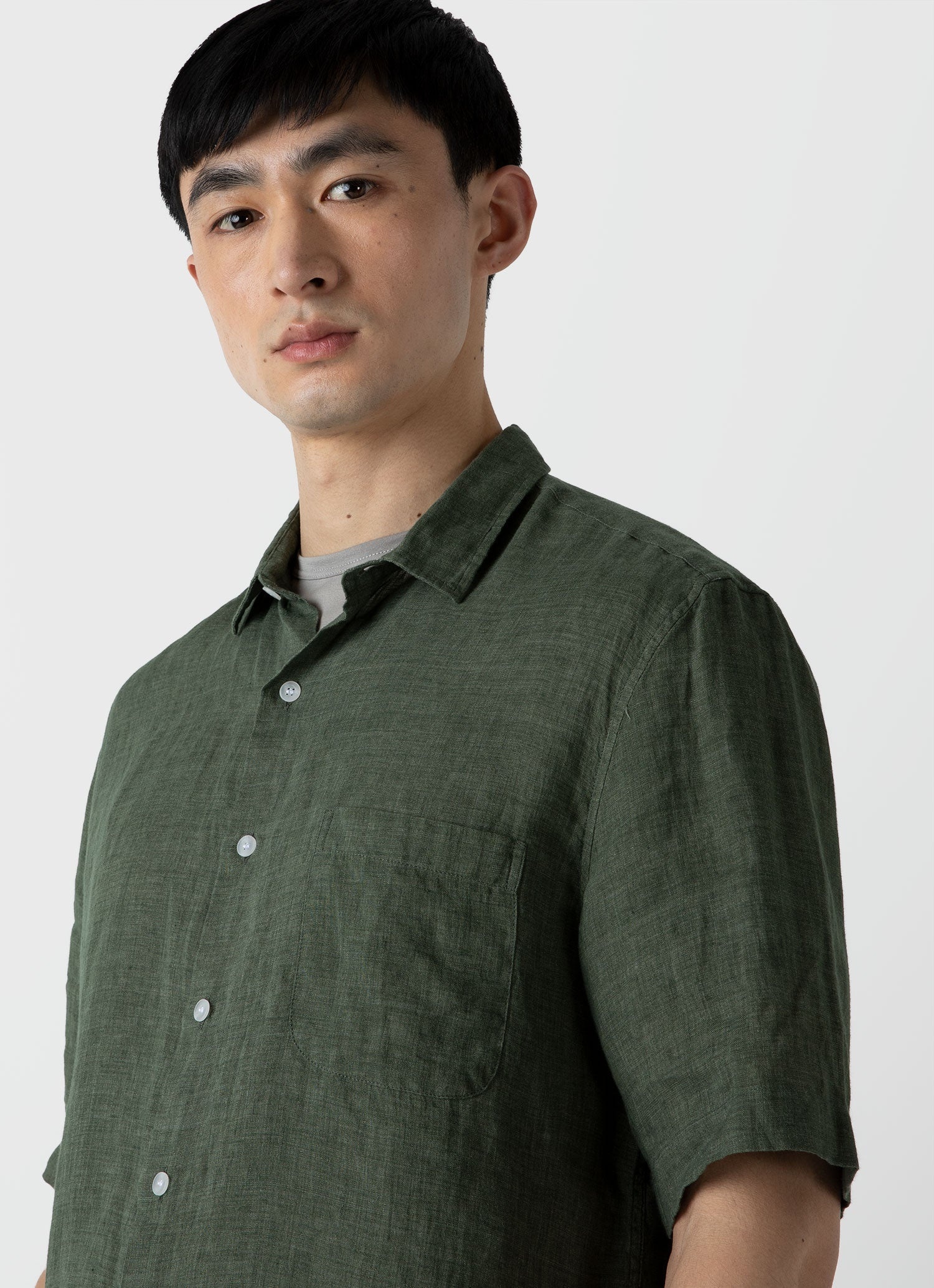 Short Sleeve Linen Shirt - 5